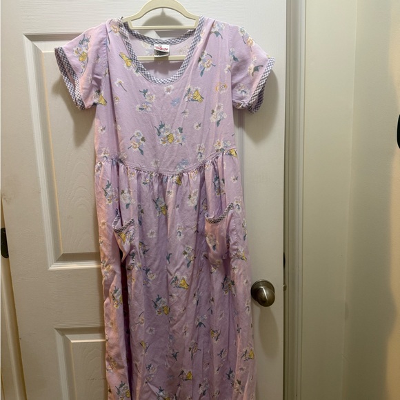 Vintage Authentic Disney Lavender Winnie the Pooh Dress Midi Dress with Pockets - Picture 1 of 4